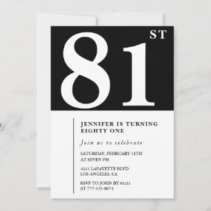 Elegante uitnodiging voor 81ste verjaardag in zwar