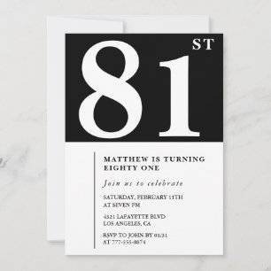 Elegante uitnodiging voor 81ste verjaardag in zwar