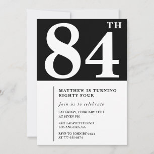 Elegante uitnodiging voor 84ste verjaardag in zwar