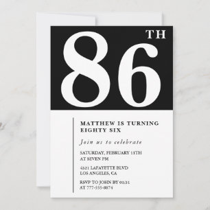 Elegante uitnodiging voor 86ste verjaardag in zwar