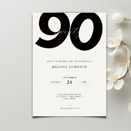 Elegante uitnodiging voor 90ste verjaardag - Minim
