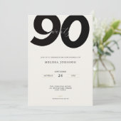 Elegante uitnodiging voor 90ste verjaardag - Minim (Staand voorkant)