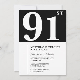 Elegante uitnodiging voor 91ste verjaardag in zwar