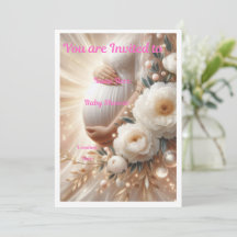 Elegante Uitnodiging voor Baby Shower met Bloemend