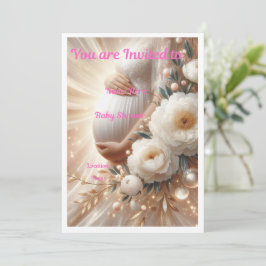 Elegante Uitnodiging voor Baby Shower met Bloemend