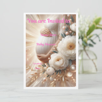 Elegante Uitnodiging voor Baby Shower met Bloemend