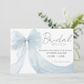 Elegante uitnodiging voor blauwe strik brunch verj (Staand voorkant)