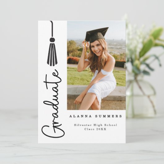 Elegante uitnodiging voor de afstuderen (Staand voorkant)