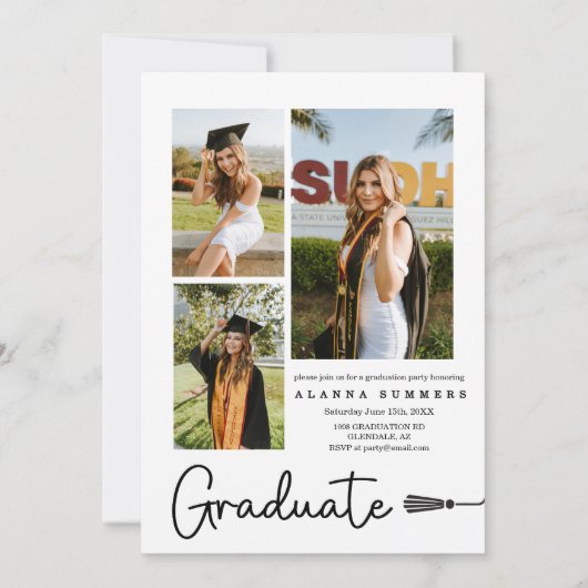 Elegante uitnodiging voor de afstuderen (Achterkant)