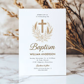 Elegante uitnodiging voor de doop met gouden kruis