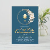 Elegante uitnodiging voor de eerste Heilige Commun (Staand voorkant)