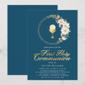 Elegante uitnodiging voor de eerste Heilige Commun (Voorkant / Achterkant)