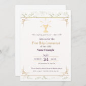 Elegante uitnodiging voor de eerste Heilige Commun (Voorkant / Achterkant)