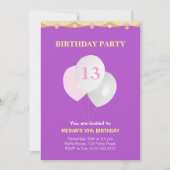 Elegante uitnodiging voor een 13e verjaardagsfeest (Voorkant)