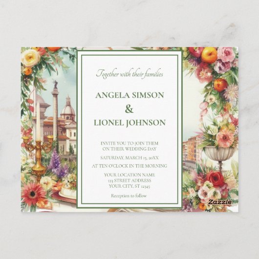 Elegante uitnodiging voor een diner in Florence It (Achterkant)