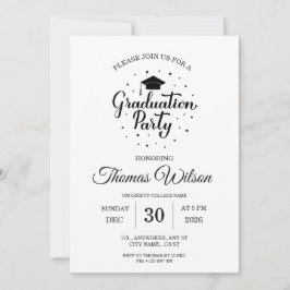 Elegante uitnodiging voor eindexamenfeest in zwart