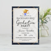 Elegante uitnodiging voor eindexamenfeest met BBQ (Staand voorkant)