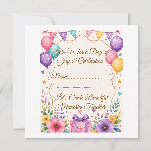 Elegante uitnodiging voor feest Template (Voorkant)