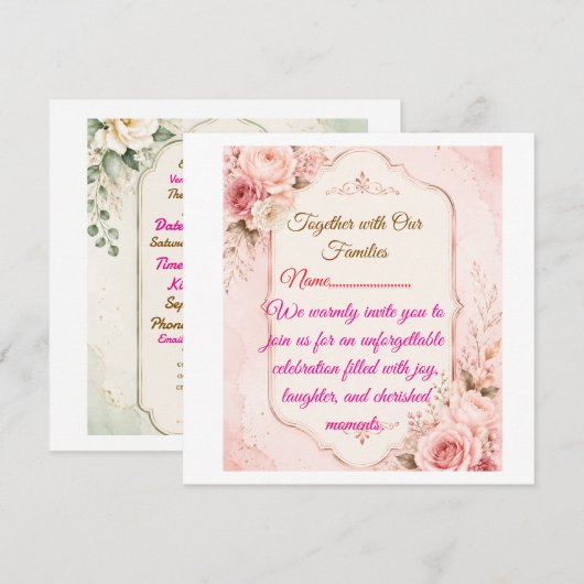 Elegante uitnodiging voor feest Template (Voorkant / Achterkant)