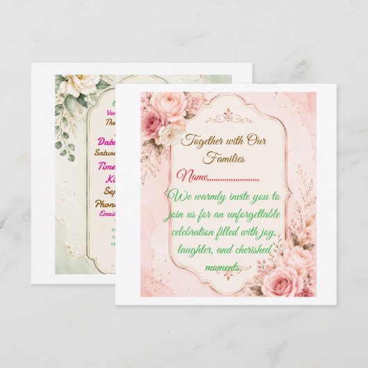 Elegante Uitnodiging Voor Feest Template (Voorkant / Achterkant)