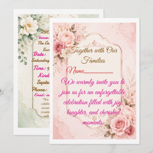 Elegante Uitnodiging Voor Feest Template (Voorkant / Achterkant)