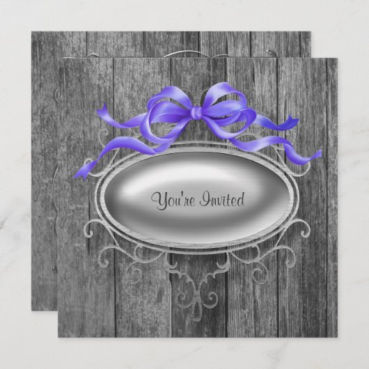 Elegante uitnodiging voor feestje met houten schuu (Voorkant / Achterkant)