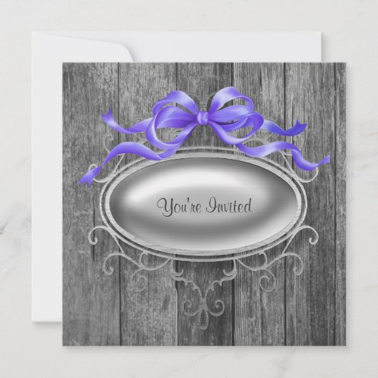 Elegante uitnodiging voor feestje met houten schuu (Voorkant)