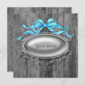 Elegante uitnodiging voor feestje met houten schuu (Voorkant / Achterkant)