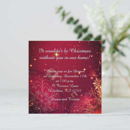 Elegante uitnodiging voor het kerstdiner (Staand voorkant)