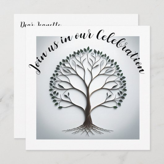 Elegante uitnodiging voor het Levensboomfeest (Voorkant / Achterkant)