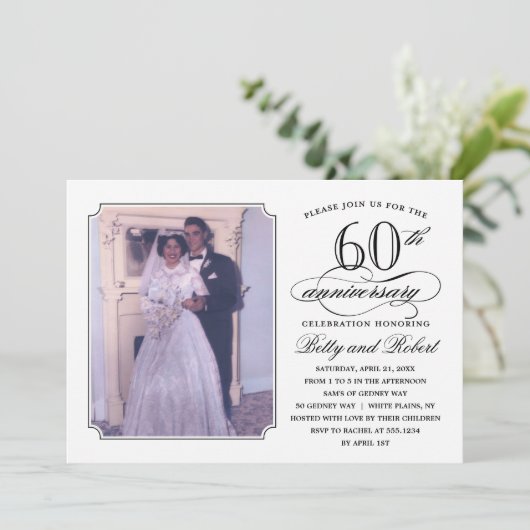 Elegante uitnodiging voor jubileumfeest met foto (Staand voorkant)