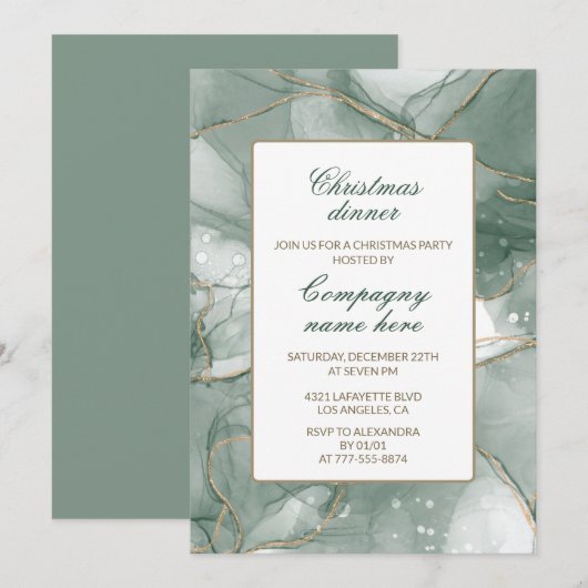 Elegante uitnodiging voor kerstdiners van het bedr (Voorkant / Achterkant)