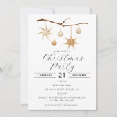 Elegante uitnodiging voor kerstfeest met gouden st (Voorkant)