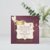 Elegante uitnodiging voor Maroon & Goud Maskerade  (Staand voorkant)