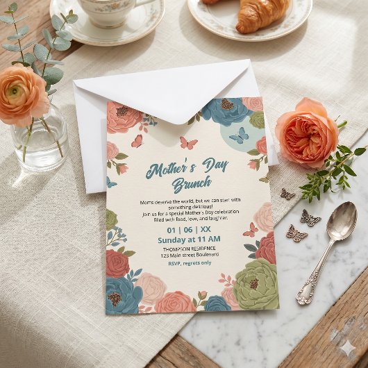 Elegante uitnodiging voor Moederdag brunch met wil