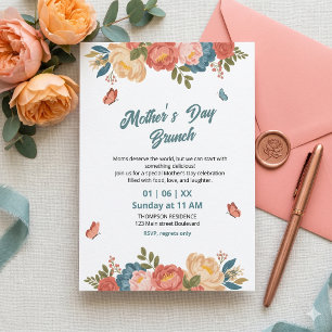 Elegante uitnodiging voor Moederdag brunch met wil