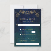 Elegante uitnodiging voor Navy en Green Celestial  (Voorkant)