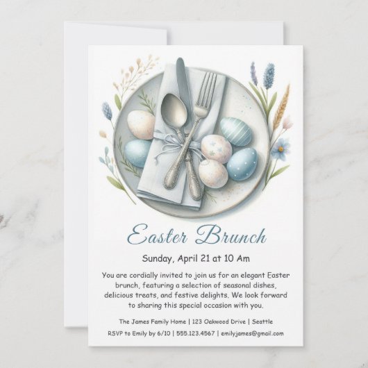 Elegante uitnodiging voor Pasen brunch (Voorkant)