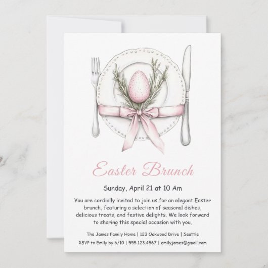 Elegante uitnodiging voor Pasen brunch (Voorkant)