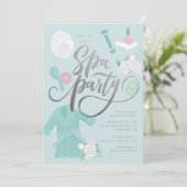 Elegante uitnodiging voor spa-party in het blauw m (Staand voorkant)
