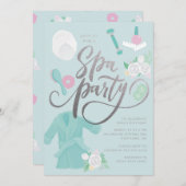 Elegante uitnodiging voor spa-party in het blauw m (Voorkant / Achterkant)