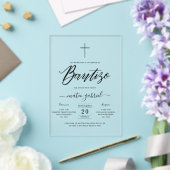 Elegante uitnodiging voor Spaanse doop in script (Insitu (Huwelijk))