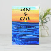 Elegante uitnodiging voor strand bij zonsondergang (Staand voorkant)