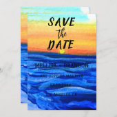 Elegante uitnodiging voor strand bij zonsondergang (Voorkant / Achterkant)