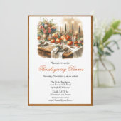 Elegante uitnodiging voor Thanksgiving-diner (Staand voorkant)