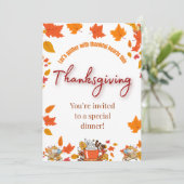 Elegante uitnodiging voor Thanksgiving-diner (Staand voorkant)
