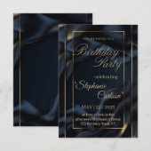 Elegante uitnodiging voor trouwfeest in navyblauw  (Voorkant / Achterkant)