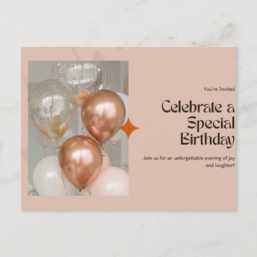 Elegante uitnodiging voor verjaardagsfeest ✨ (Voorkant)