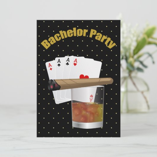 Elegante uitnodiging voor vrijgezellenfeest (Staand voorkant)