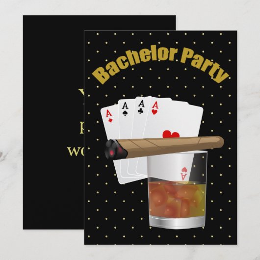 Elegante uitnodiging voor vrijgezellenfeest (Voorkant / Achterkant)